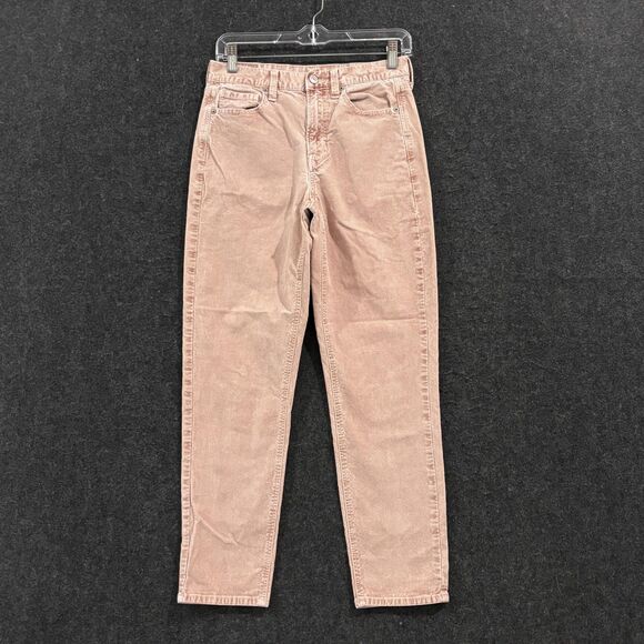 American Eagle Mom Jeans Women's 4 Pink Corduroy Super Stretch Pants - Picture 1 of 12